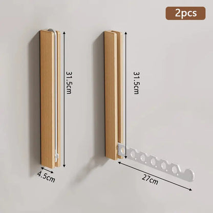 Wood Wall-Mounted Clothes Hanger | Space-Saving & Collapsible 6