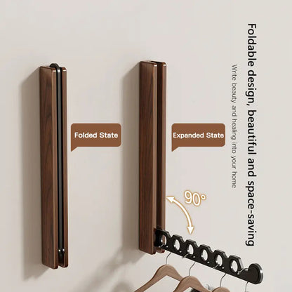 Wood Wall-Mounted Clothes Hanger | Space-Saving & Collapsible 2