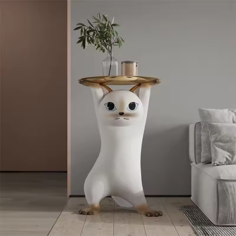 Phanora - Cat Figure Side Table for Living Room as Decorative Furniture 1