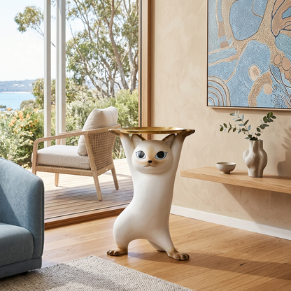 Elara Haus Modern Whimsical Cat Shaped Accent Table