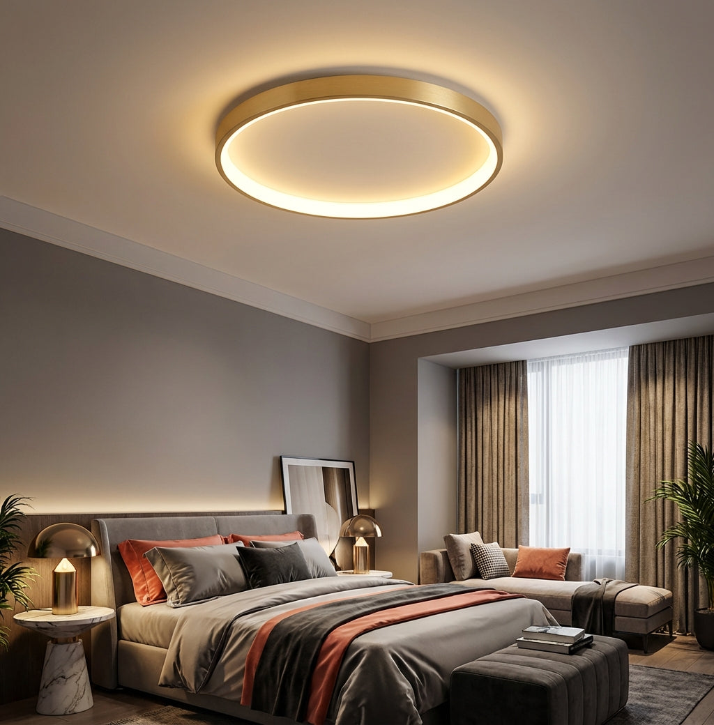 Elara Haus Modern White Ring Light - Hollow Round Ceiling Fixture
