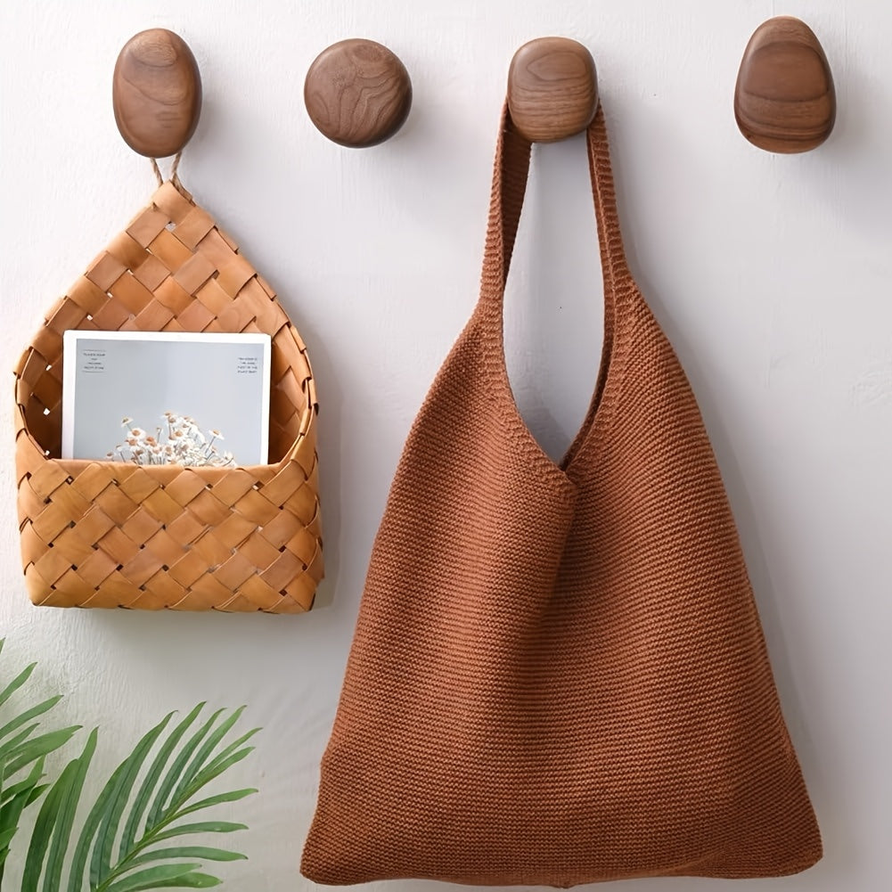 Minimalist Wooden Wall Hook Set With Pebble Shape 0
