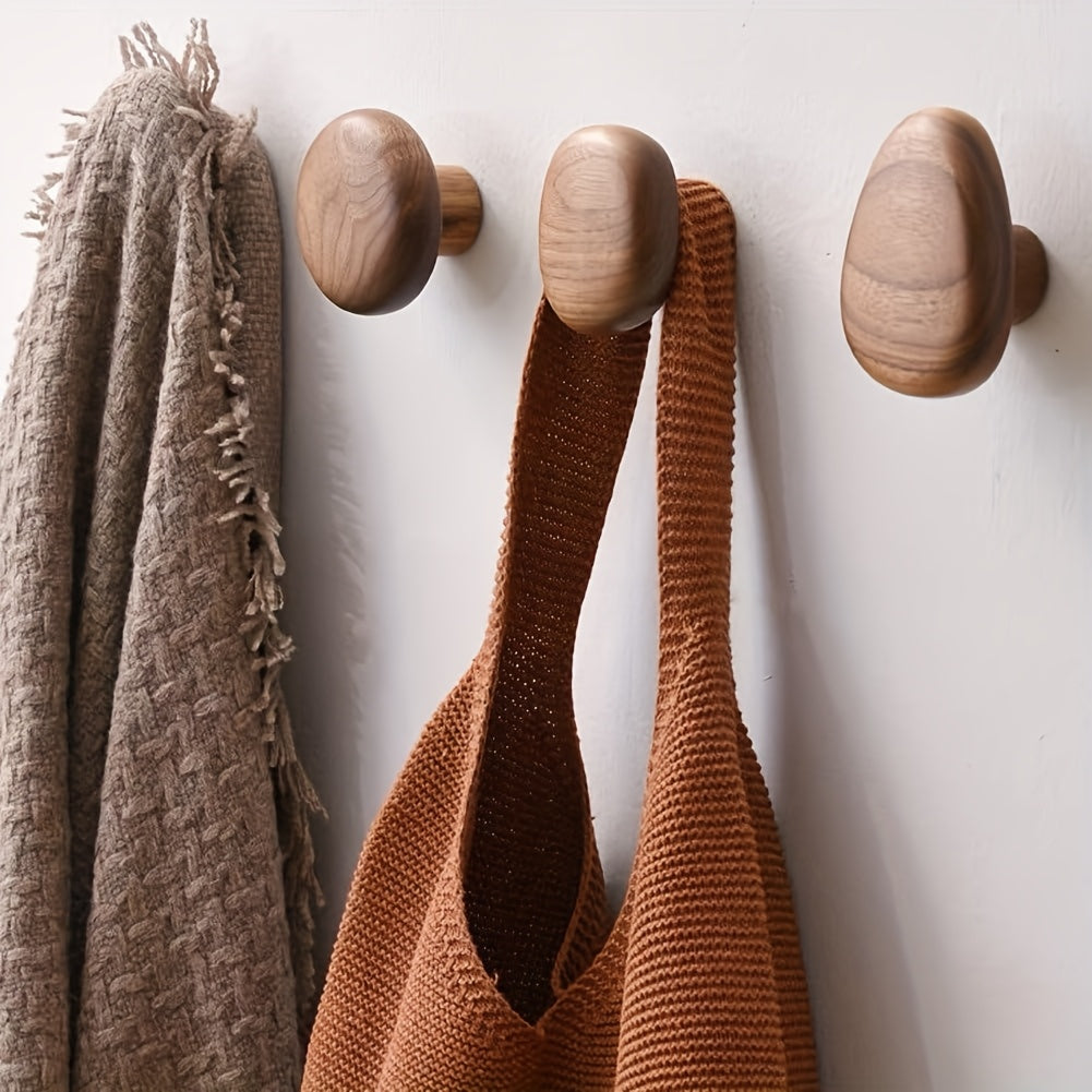 Minimalist Wooden Wall Hook Set With Pebble Shape 1