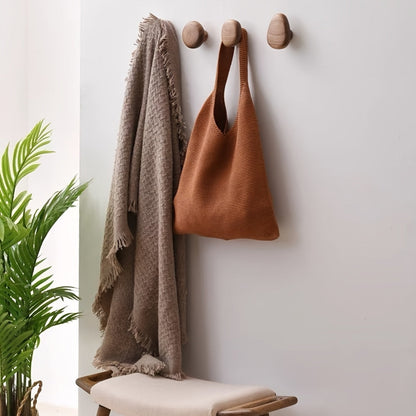Minimalist Wooden Wall Hook Set With Pebble Shape 2