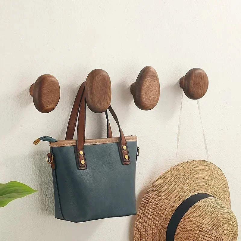 Minimalist Wooden Wall Hook Set With Pebble Shape 3