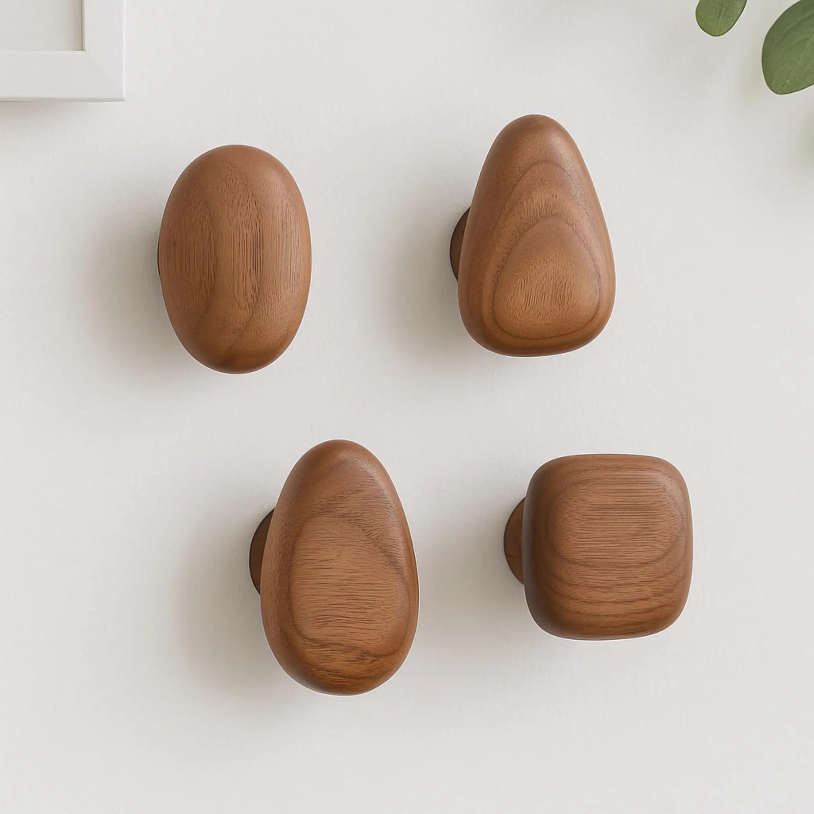 Minimalist Wooden Wall Hook Set With Pebble Shape 5