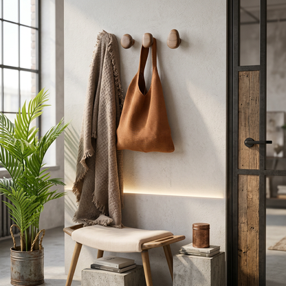 Elara Haus Modern Wood Decorative Pebble Hooks