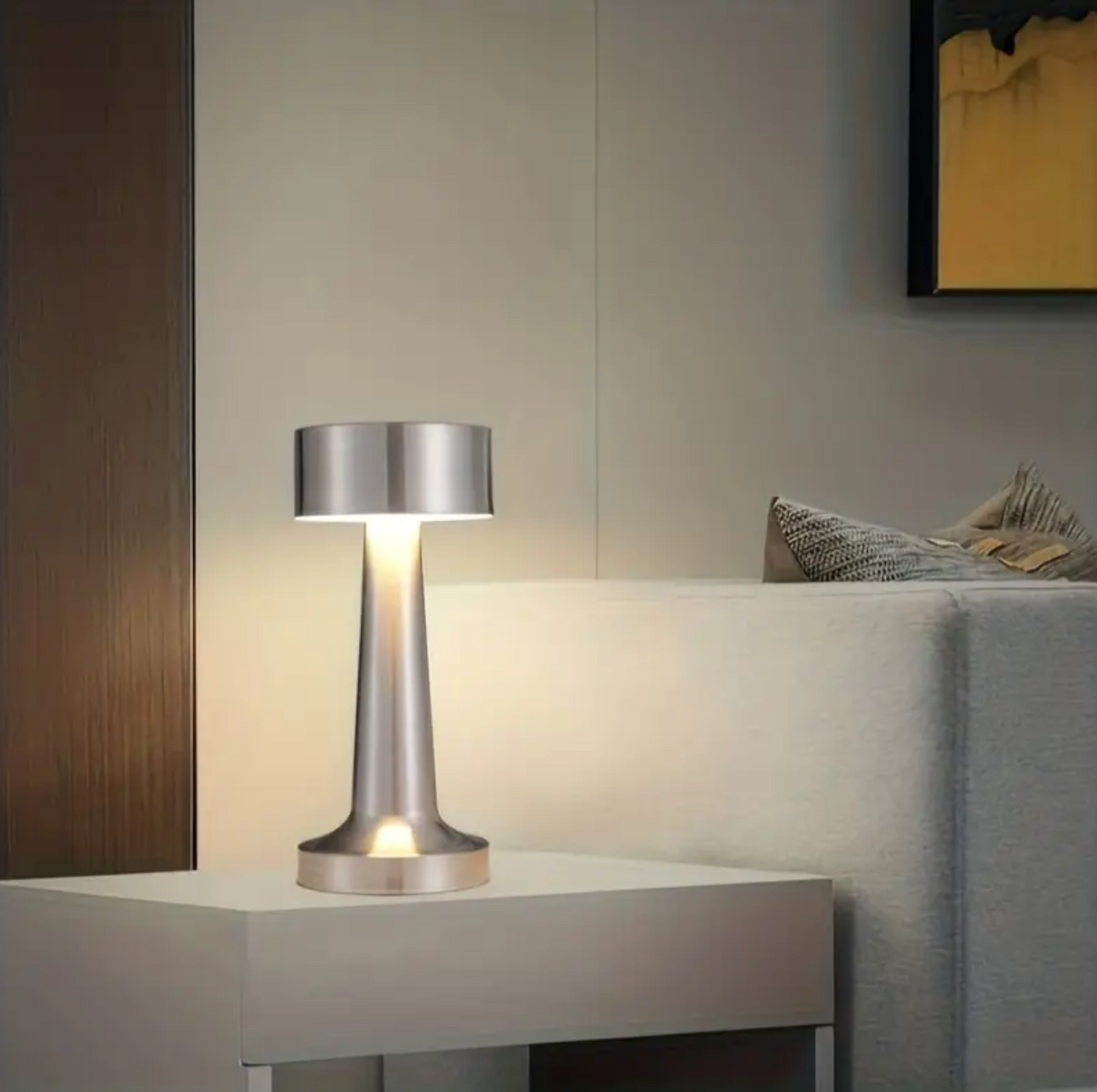 Elara Haus ModernArt Cordless Table Lamp - Dimmable LED, Touch Control & Rechargeable