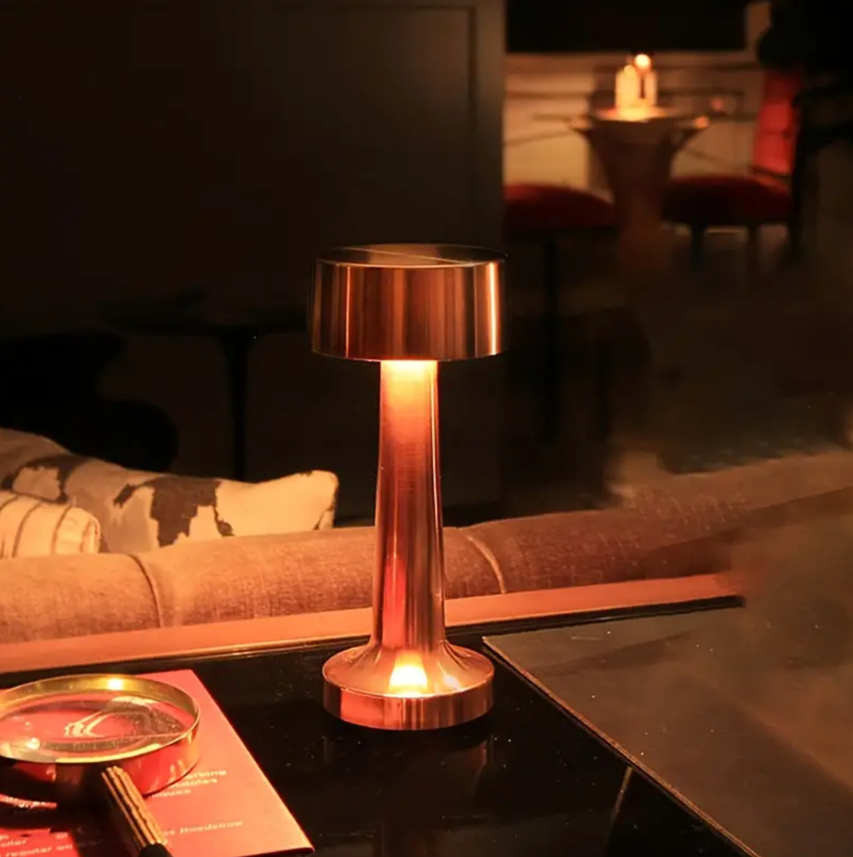 Elara Haus ModernArt Cordless Table Lamp - Dimmable LED, Touch Control & Rechargeable