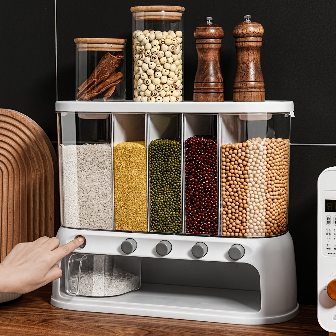 Multi-Compartment Kitchen Grain Storage Container | Airtight Pantry Organiser with Flip-Top Lid 0