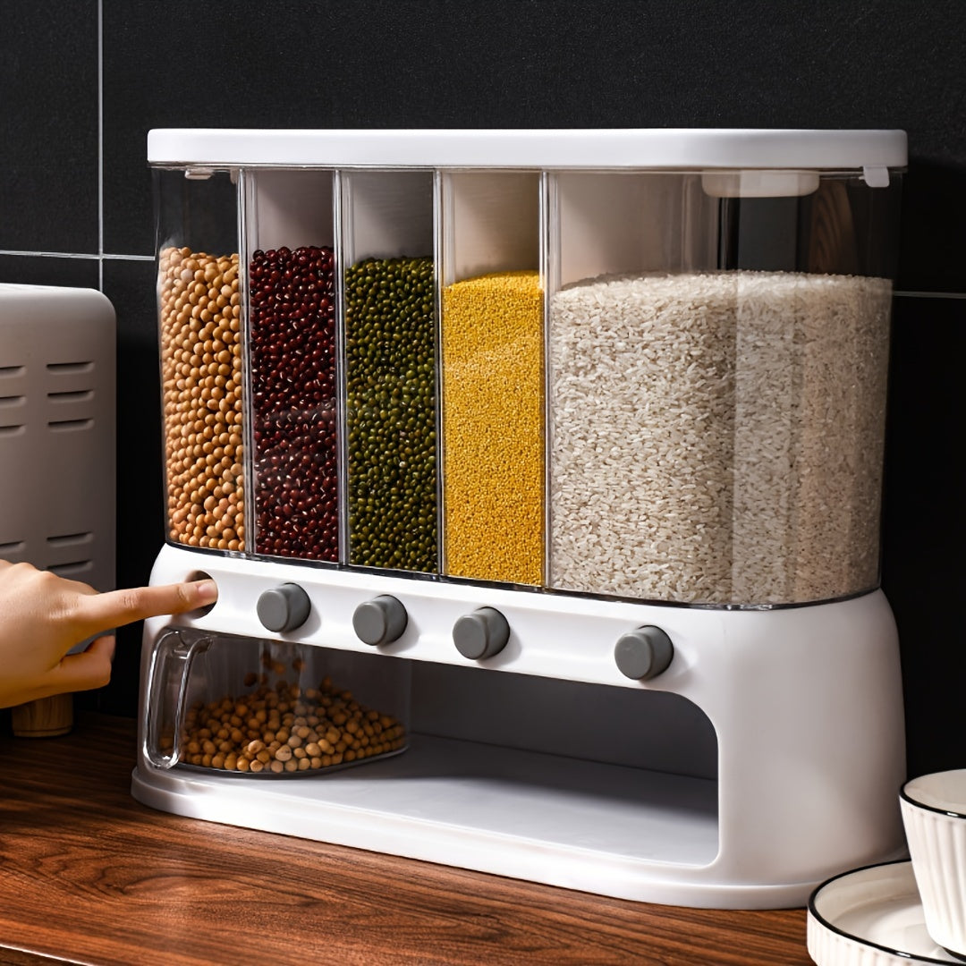 Multi-Compartment Kitchen Grain Storage Container | Airtight Pantry Organiser with Flip-Top Lid 2