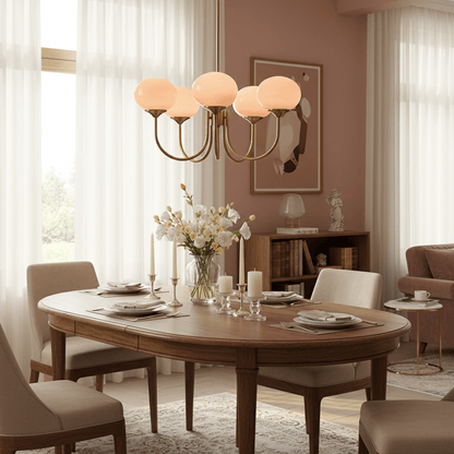 Elara Haus Multi-Head Pink Glass Ceiling Fixture