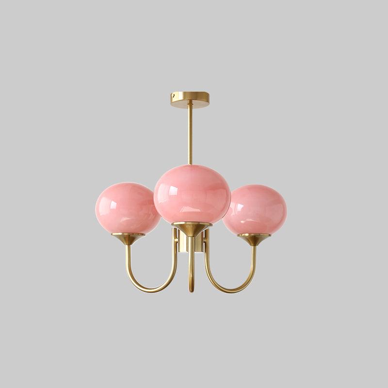 Elara Haus Multi-Head Pink Glass Ceiling Fixture
