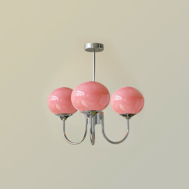 Elara Haus Multi-Head Pink Glass Ceiling Fixture