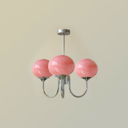 Elara Haus Multi-Head Pink Glass Ceiling Fixture