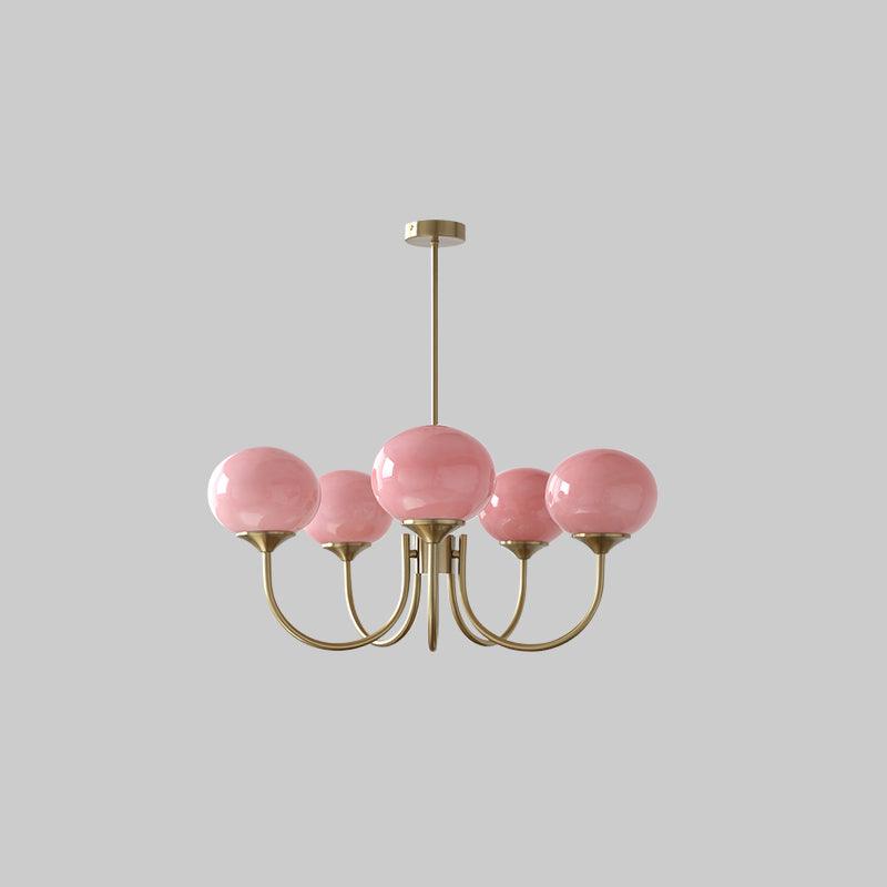 Elara Haus Multi-Head Pink Glass Ceiling Fixture