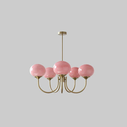 Elara Haus Multi-Head Pink Glass Ceiling Fixture