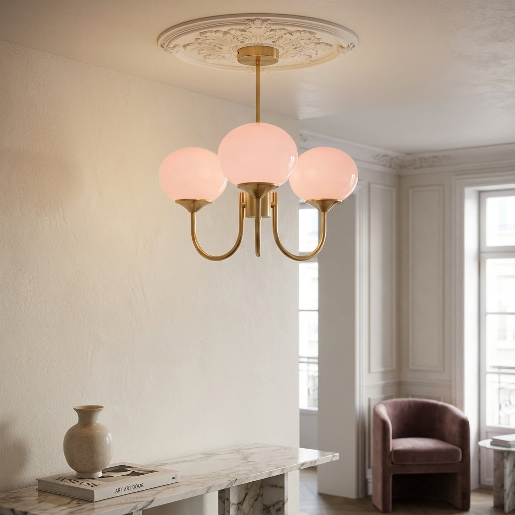 Elara Haus Multi-Head Pink Glass Ceiling Fixture