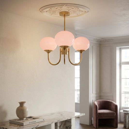 Elara Haus Multi-Head Pink Glass Ceiling Fixture