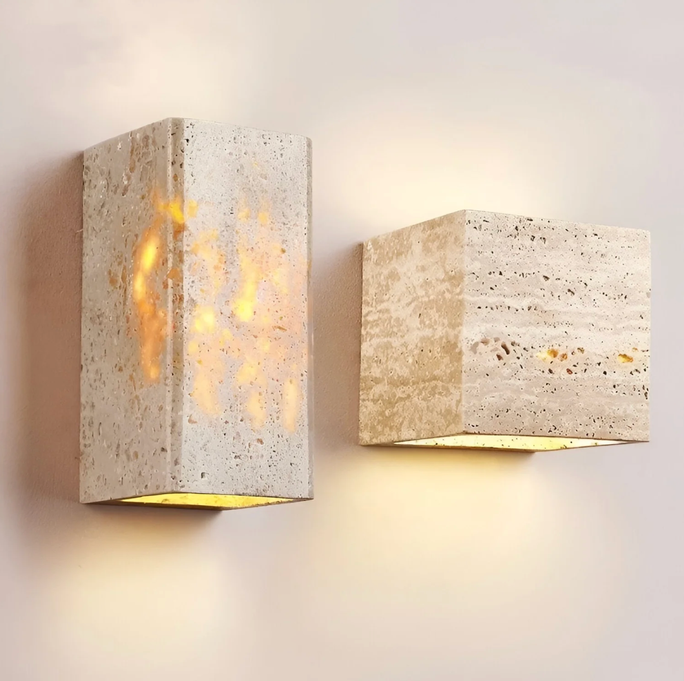 Stone wall sconce – a minimalist lamp made of natural travertine 1