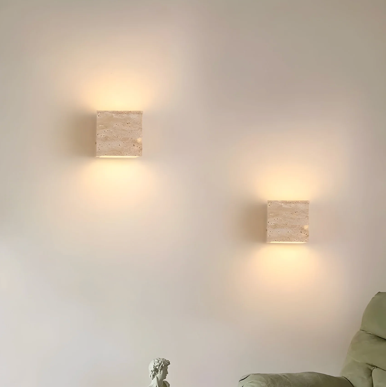 Stone wall sconce – a minimalist lamp made of natural travertine 2