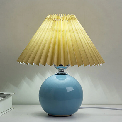 Table lamp with a pleated shade – a designer ball with a ceramic base 2