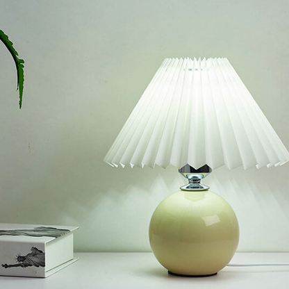 Table lamp with a pleated shade – a designer ball with a ceramic base 4