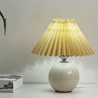 Table lamp with a pleated shade – a designer ball with a ceramic base 5
