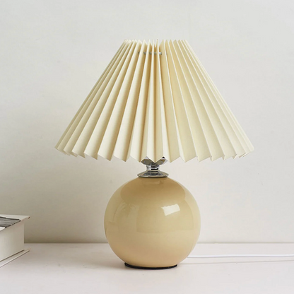 Table lamp with a pleated shade – a designer ball with a ceramic base 7