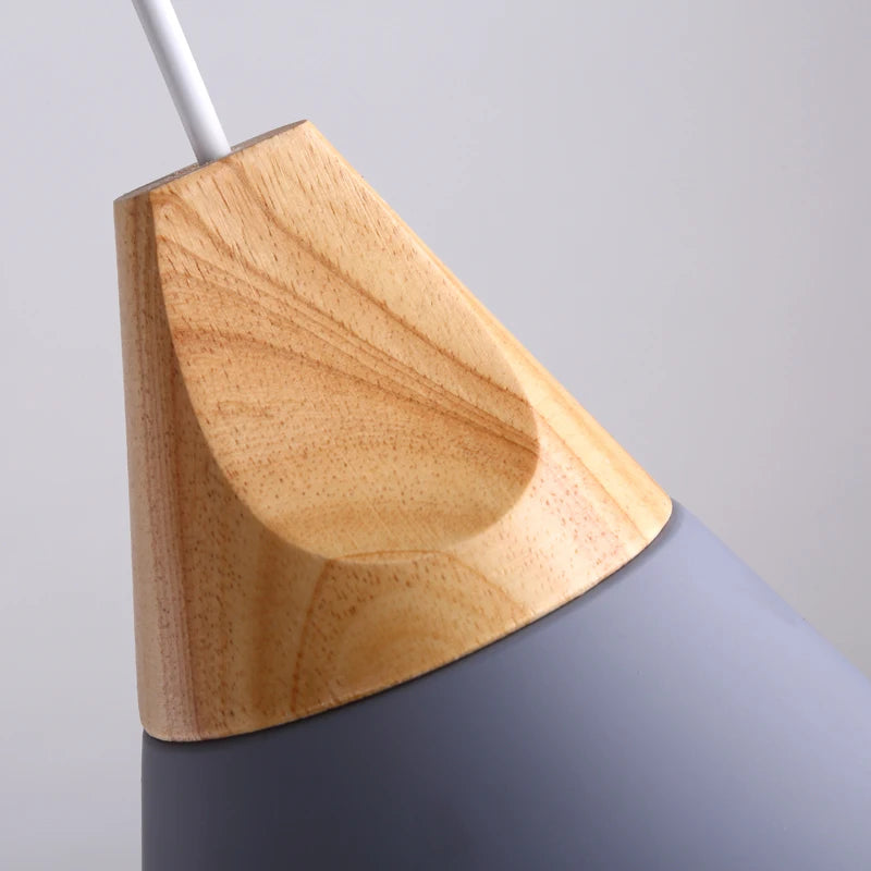Scandinavian hanging lamps – colorful cones made of wood and metal 8