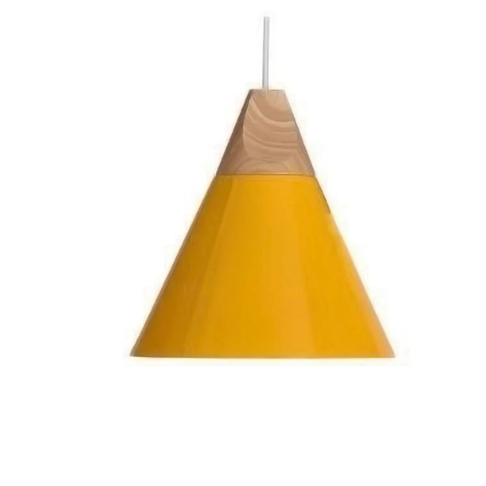 Scandinavian hanging lamps – colorful cones made of wood and metal 9