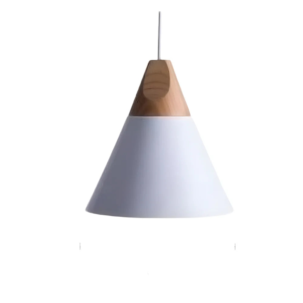 Scandinavian hanging lamps – colorful cones made of wood and metal 10