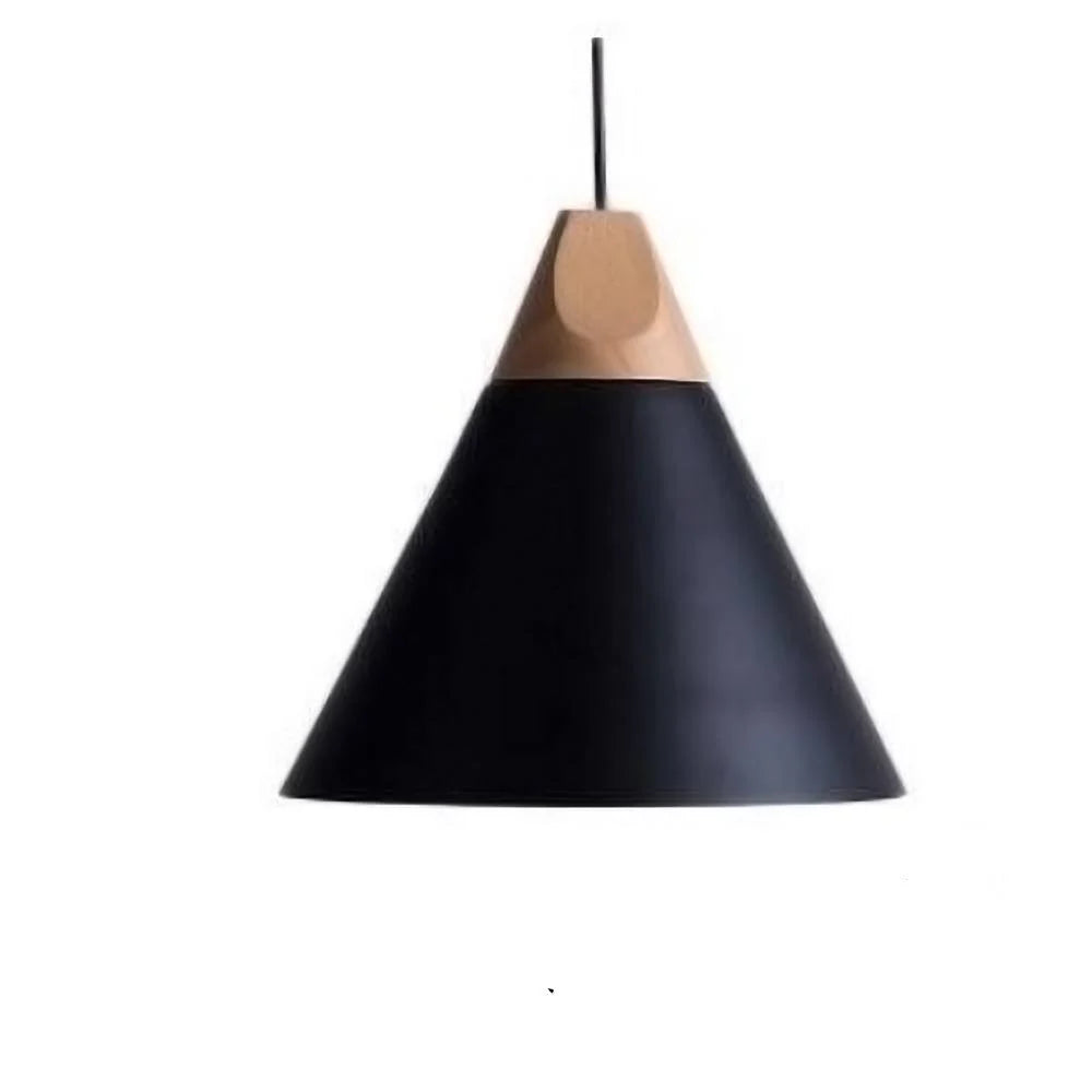 Scandinavian hanging lamps – colorful cones made of wood and metal 11