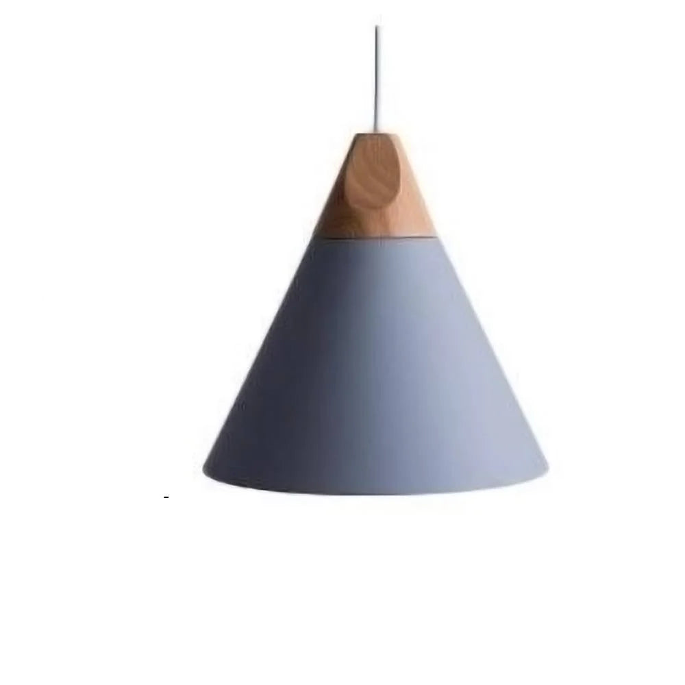 Scandinavian hanging lamps – colorful cones made of wood and metal 12
