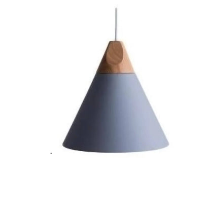 Scandinavian hanging lamps – colorful cones made of wood and metal 12
