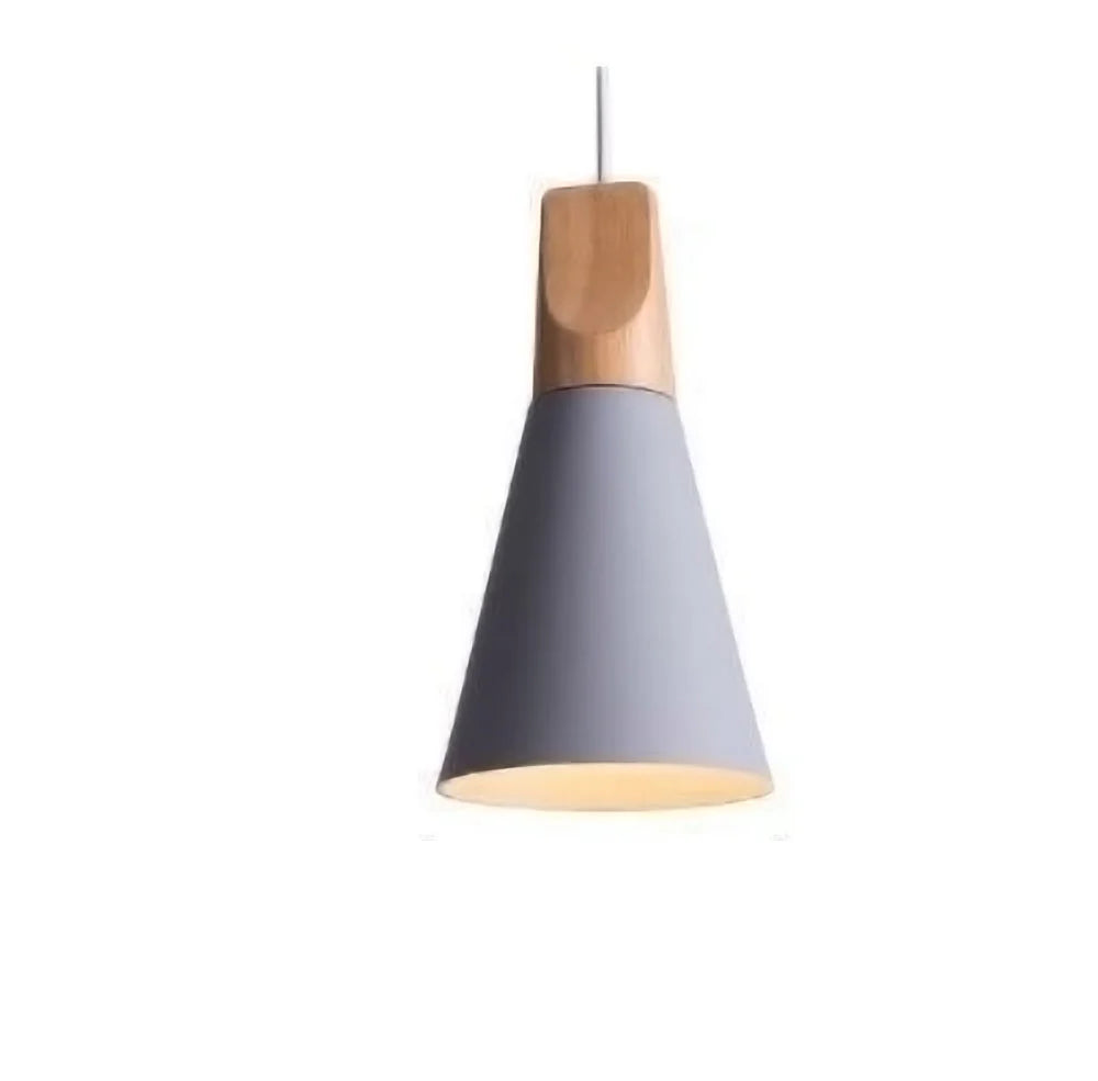 Scandinavian hanging lamps – colorful cones made of wood and metal 13