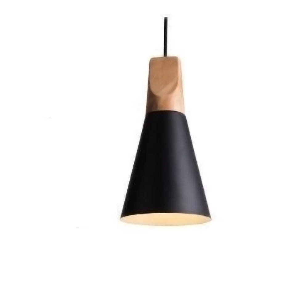 Scandinavian hanging lamps – colorful cones made of wood and metal 0