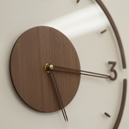 Elara Haus Norwegian Wood & Glass Silent Wall Clock – Walnut Finish