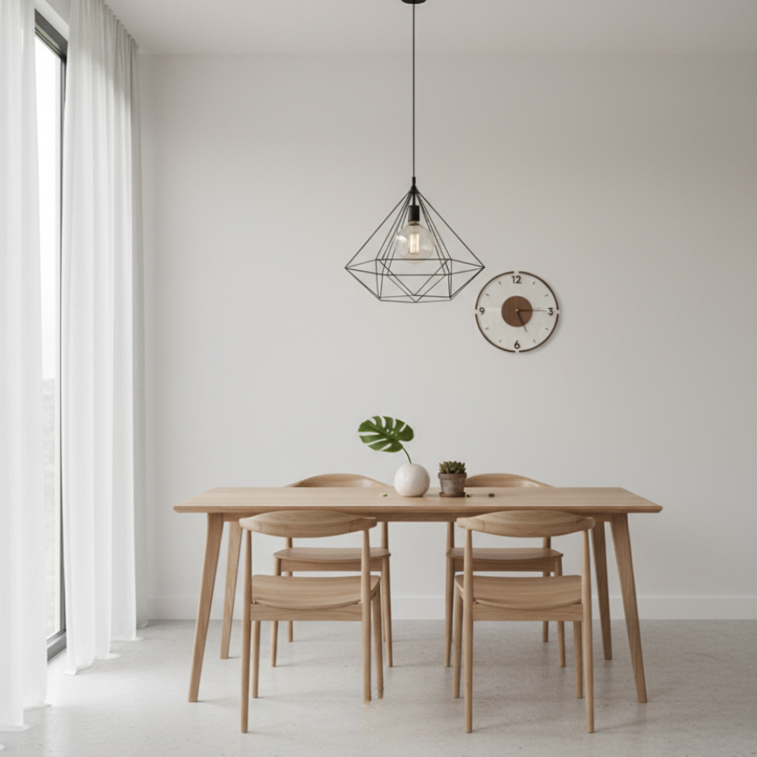 Elara Haus Norwegian Wood & Glass Silent Wall Clock – Walnut Finish