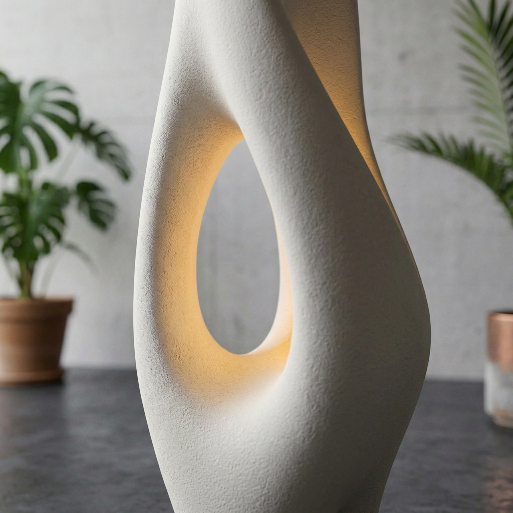 Elara Haus Open-Body Plaster-Finish LED Floor Lamp