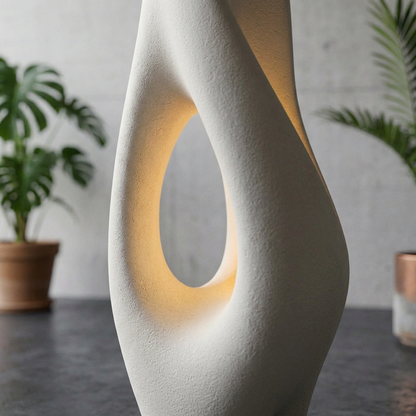 Elara Haus Open-Body Plaster-Finish LED Floor Lamp