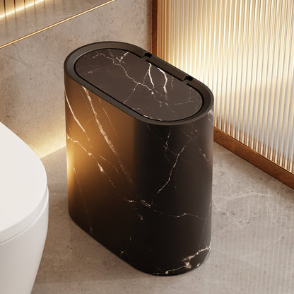 Marble Pattern Trash Can | Modern Bathroom & Kitchen Bin with Lid 7