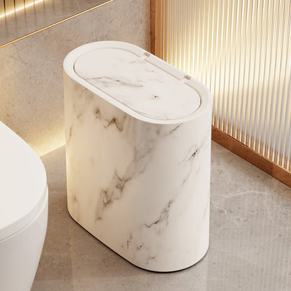 Marble Pattern Trash Can | Modern Bathroom & Kitchen Bin with Lid 2