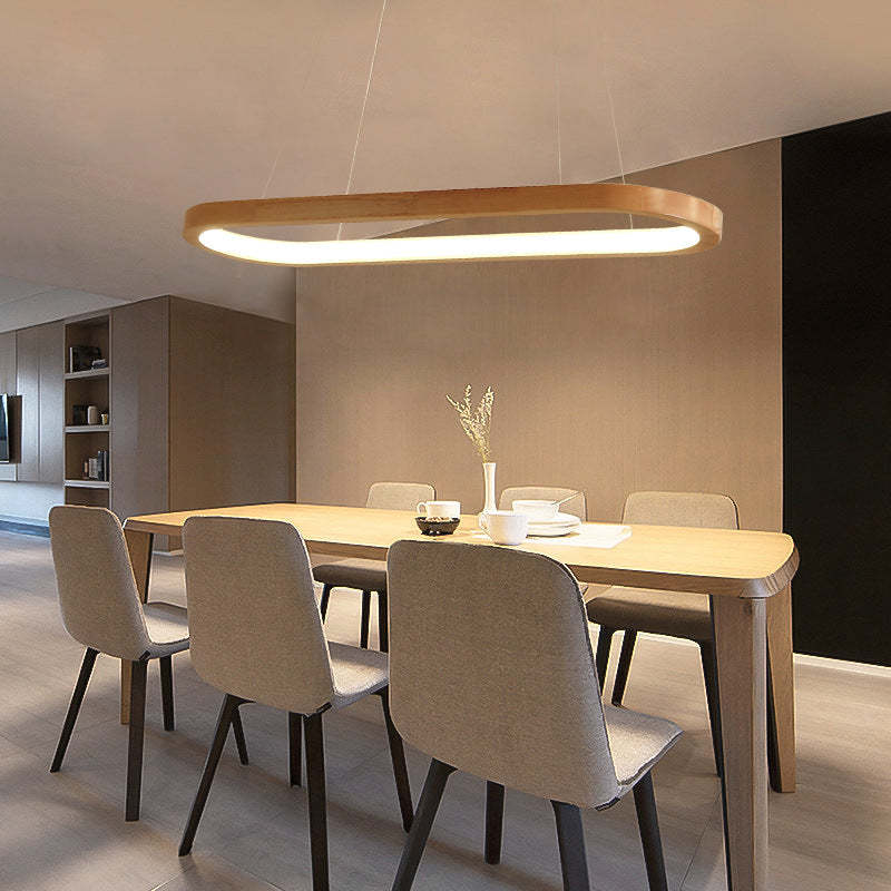 Veon Contemporary Oval Wooden Pendant Light 6