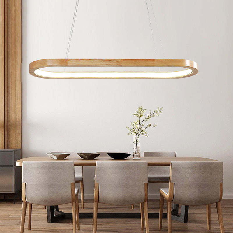 Veon Contemporary Oval Wooden Pendant Light 7