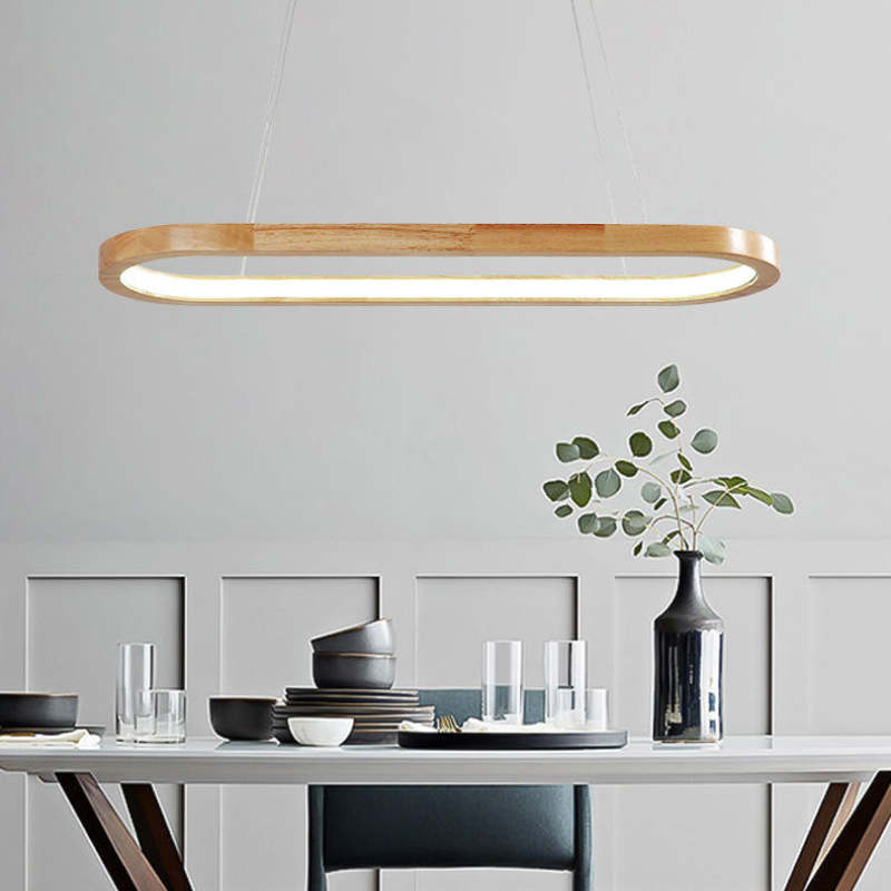 Veon Contemporary Oval Wooden Pendant Light 2