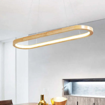 Veon Contemporary Oval Wooden Pendant Light 4