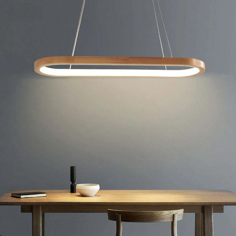 Veon Contemporary Oval Wooden Pendant Light 5