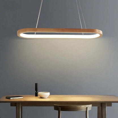 Veon Contemporary Oval Wooden Pendant Light 5