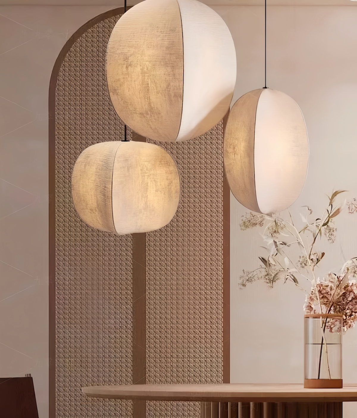Wabi Sabi Linen Led Pendant Light - Elegant Modern Lighting Fixture 3